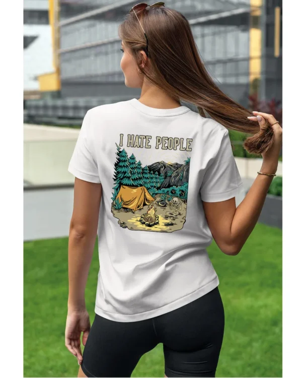 Koszulka unisex życie pustelnika “I hate people”, dla niej – wybierz kolor!