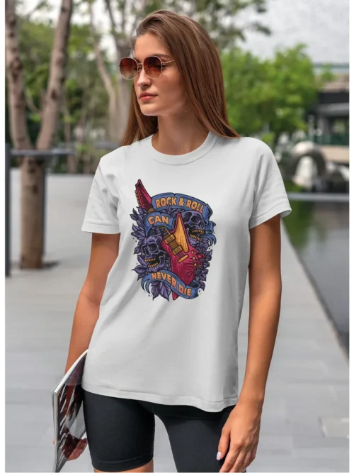 Koszulka unisex "Rock&Roll nigdy nie umiera", dla niej – wybierz kolor!