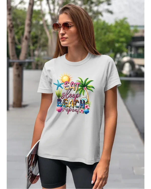 Koszulka Plażowy styl życia <br>jedz, śpij, plażuj, powtarzaj - Unisex, dla niej