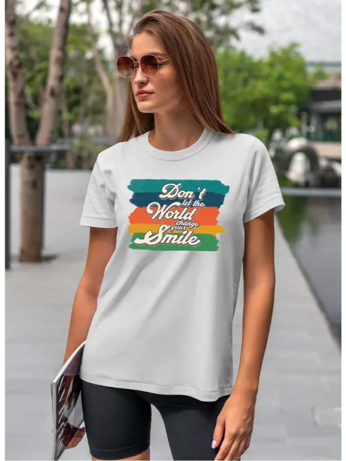 Koszulka Uśmiechaj się, koszulka, koszulka damska, t-shirt damski, koszulka damska z nadrukiem, koszulka z napisem