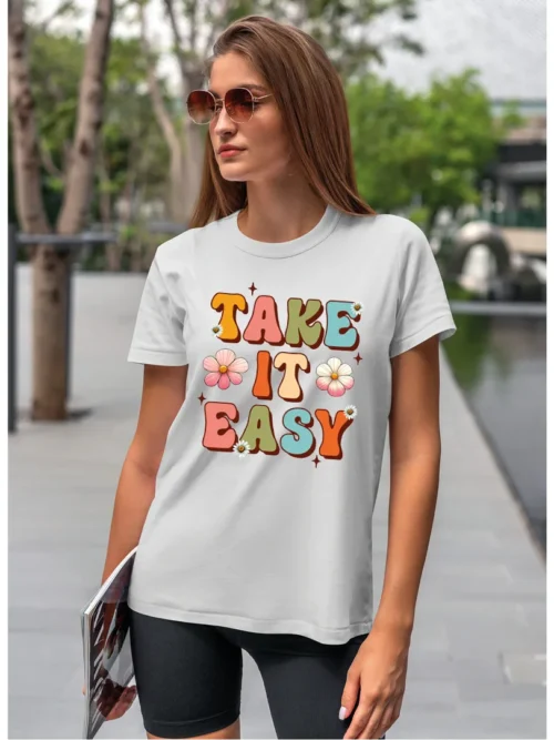 Koszulka Take it easy Chwytaj luz, koszulka, koszulka damska, t-shirt damski, koszulka damska z nadrukiem, koszulka z napisem