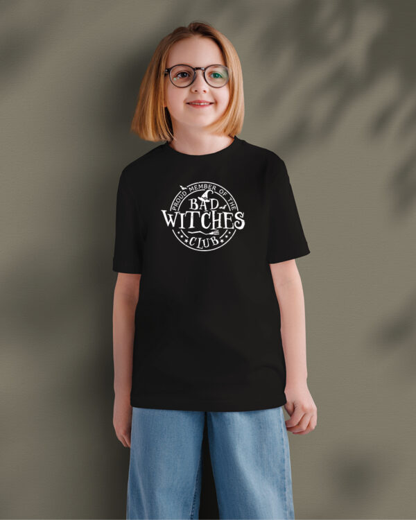 TL TS KID CAR DTF 0502 A GIRL Halloweenowa Koszulka Dziecięca "Klub Niegrzecznych Czarownic" – Wybierz Kolor!