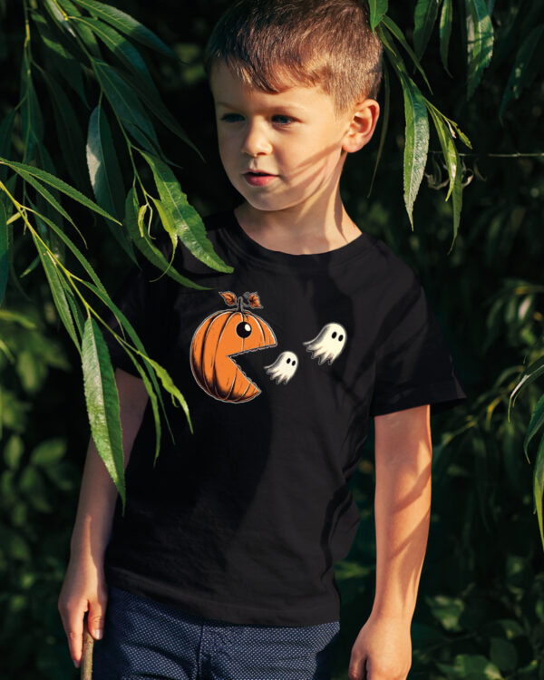 TL TS KID CAR DTF 0693 A BOY Halloweenowa Koszulka Dziecięca "Dynia zjada duszki" – Wybierz Kolor!