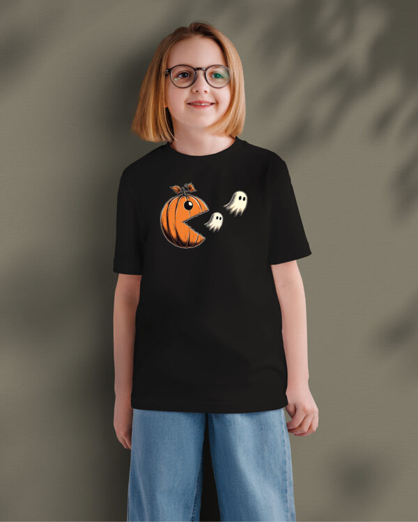 TL TS KID CAR DTF 0693 A GIRL Halloweenowa Koszulka Dziecięca "Dynia zjada duszki" – Wybierz Kolor!