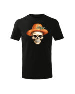 TL TS KID CAR DTF 0706 A Halloweenowa Koszulka Dziecięca "Czaszka w dyniowym kapeluszu" – Wybierz Kolor!