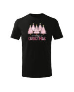 TL TS KID CAR PRI 0764 A Świąteczna Koszulka Dziecięca “Różowe Choinki – Merry Christmas”
