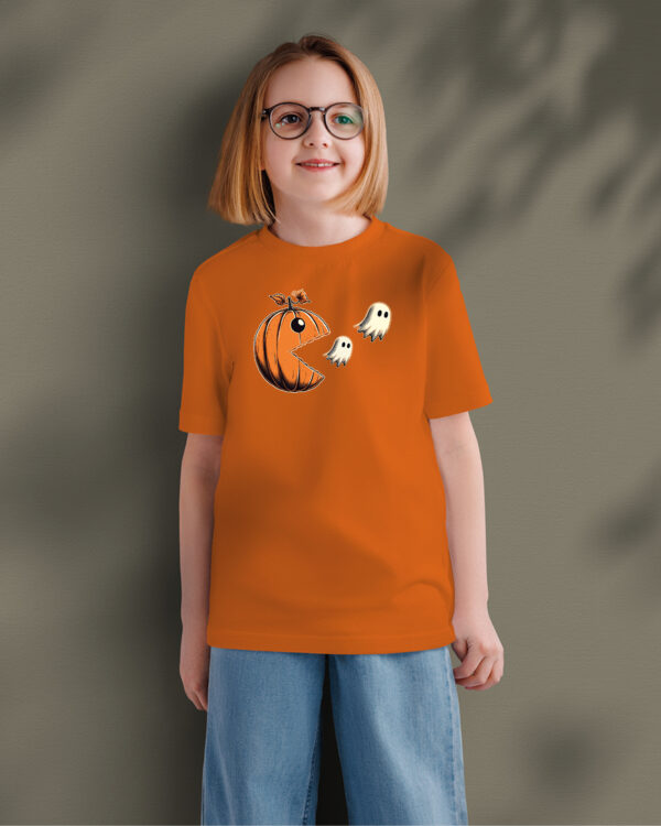 TL TS KID FIE DTF 0693 A GIRL Halloweenowa Koszulka Dziecięca "Dynia zjada duszki" – Wybierz Kolor!