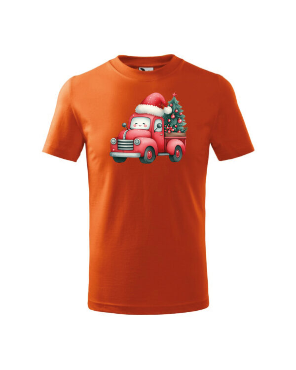 TL TS KID FIE PRI 0738 A Świąteczna Koszulka Dziecięca “Uśmiechnięta Ciężarówka z Choinką”