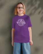 TL TS KID PUR DTF 0502 A GIRL Halloweenowa Koszulka Dziecięca "Klub Niegrzecznych Czarownic" – Wybierz Kolor!