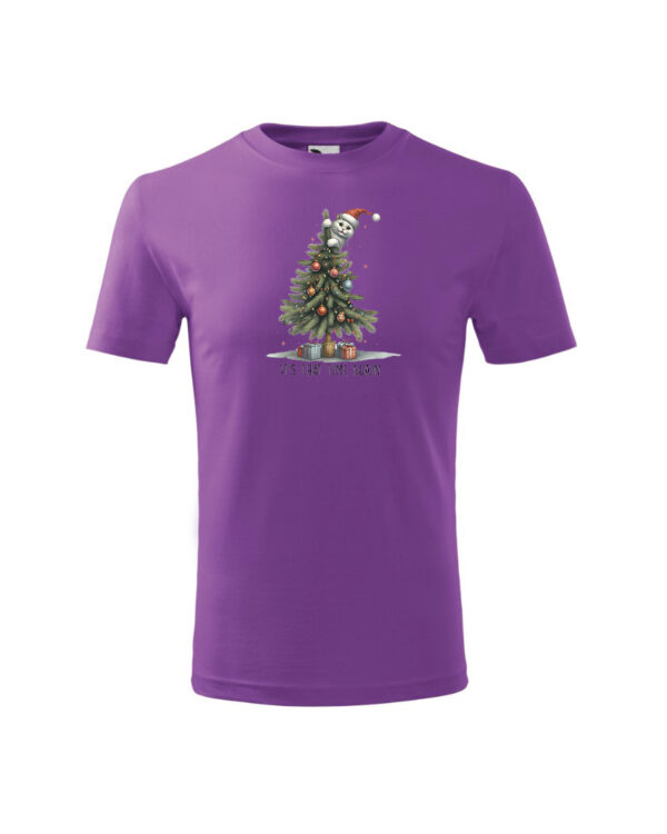 TL TS KID PUR PRI 0750 A Świąteczna Koszulka Dziecięca “It’s That Time Again – Kot na Choince”