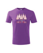 TL TS KID PUR PRI 0764 A Świąteczna Koszulka Dziecięca “Różowe Choinki – Merry Christmas”