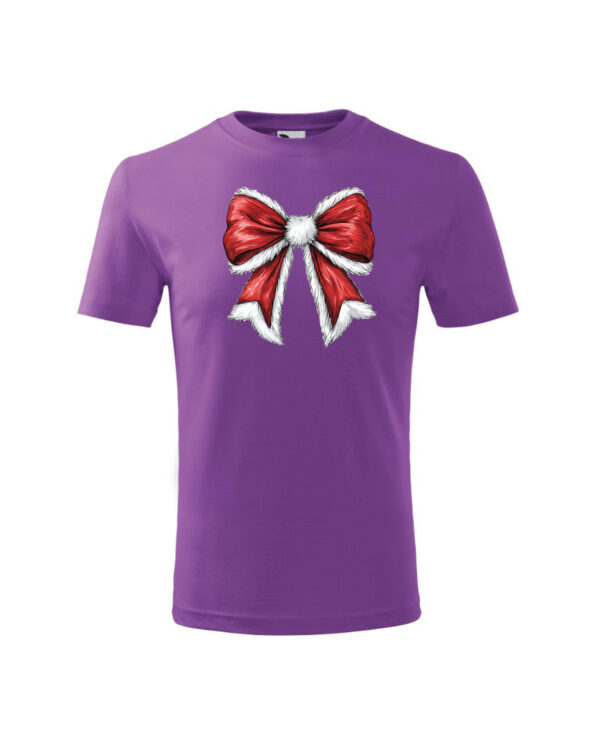 TL TS KID PUR PRI 0765 A Świąteczna Koszulka Dziecięca “Czerwona Kokarda Mikołaja”