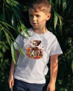 Halloweenowa Koszulka Dziecięca "Jesienny szkielet" – gotowy na zimne dni! – Wybierz Kolor!