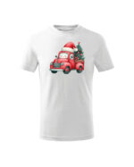 TL TS KID SNO PRI 0738 A Świąteczna Koszulka Dziecięca “Uśmiechnięta Ciężarówka z Choinką”