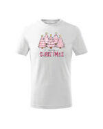 TL TS KID SNO PRI 0764 A Świąteczna Koszulka Dziecięca “Różowe Choinki – Merry Christmas”