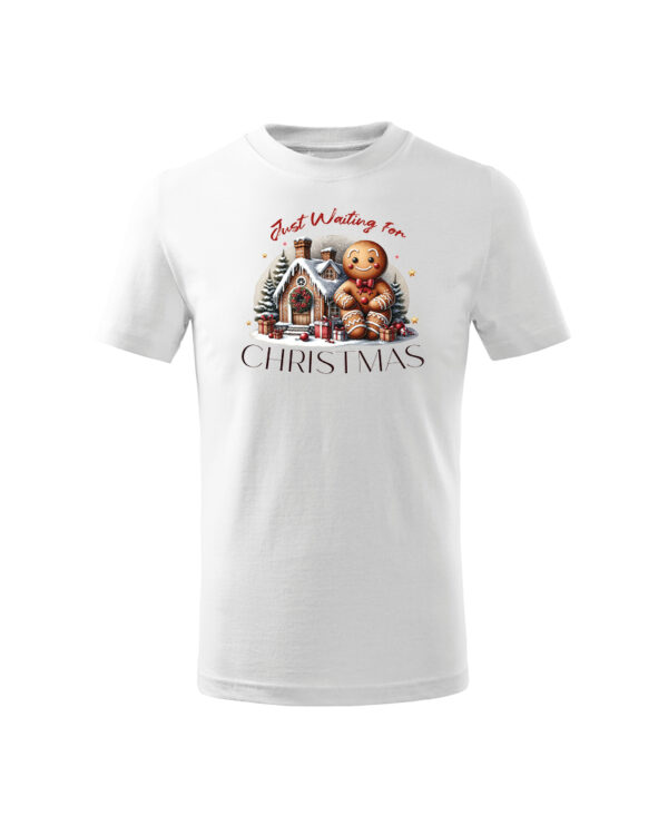 TL TS KID SNO PRI 0768 A Świąteczna Koszulka Dziecięca “Czekając na Święta – Piernikowy Ludzik”