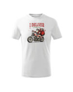 TL TS KID SNO PRI 0770 A Świąteczna Koszulka Dziecięca “Dostarczam Całą Noc – Mikołaj na Motocyklu”