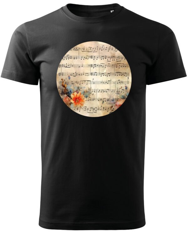 Koszulka Muzyczna harmonia <br>Nuty i kwiaty - Unisex, dla niej