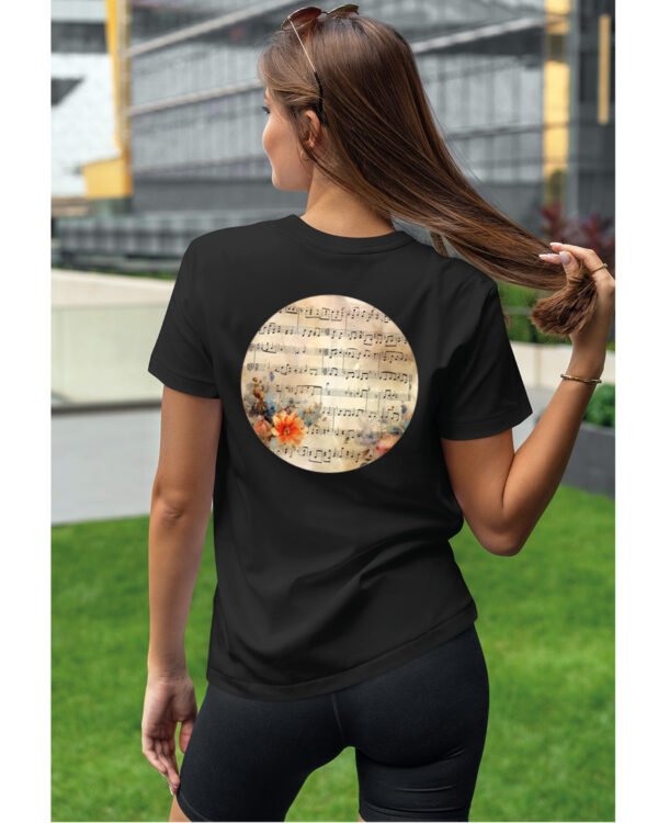 Koszulka Muzyczna harmonia <br>Nuty i kwiaty - Unisex, dla niej