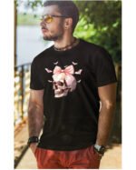 Halloweenowa Koszulka Unisex "Skull with Pink Bow" – Wybierz Kolor!