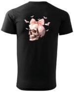 Halloweenowa Koszulka Unisex "Skull with Pink Bow" – Wybierz Kolor!