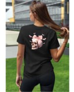 Halloweenowa Koszulka Unisex "Skull with Pink Bow" – Wybierz Kolor!
