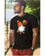 Halloweenowa Koszulka Unisex "Duch w Jesiennych Kwiatach" – Wybierz Kolor!