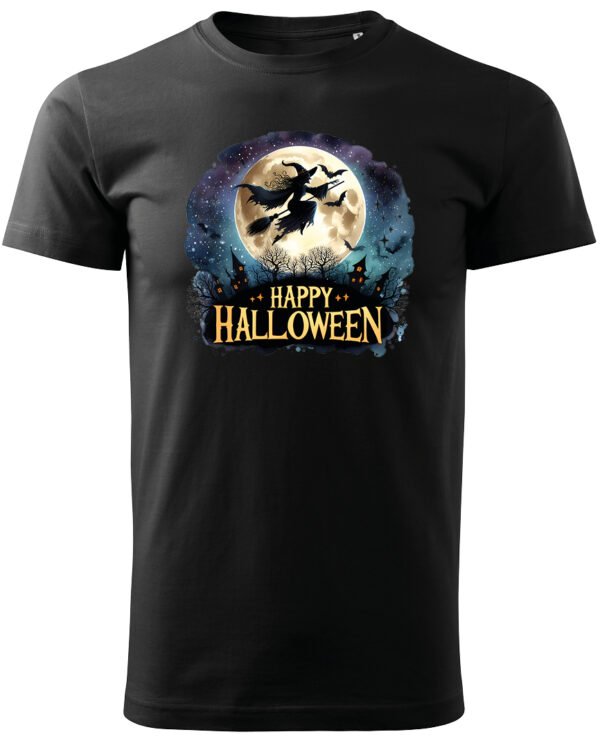 Halloweenowa Koszulka Unisex "Czarownica i Księżyc" – Wybierz Kolor!