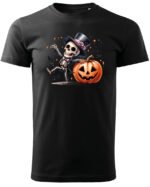 Halloweenowa Koszulka Unisex "Szkieletor i Dynia" – Wybierz Kolor!