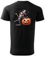 Halloweenowa Koszulka Unisex "Szkieletor i Dynia" – Wybierz Kolor!