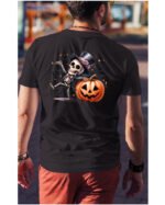 Halloweenowa Koszulka Unisex "Szkieletor i Dynia" – Wybierz Kolor!