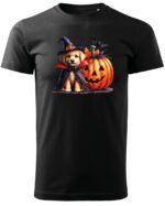 Halloweenowa Koszulka Unisex "Piesek Czarodziej i Dynia" – Wybierz Kolor!