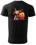 Halloweenowa Koszulka Unisex "Piesek Czarodziej i Dynia" – Wybierz Kolor!