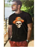 Halloweenowa Koszulka Unisex "Dynia i Czaszka" – Wybierz Kolor!
