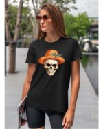 Halloweenowa Koszulka Unisex "Dynia i Czaszka" – Wybierz Kolor!