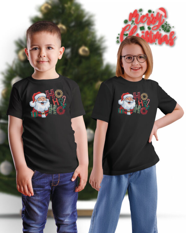 TL TS UNI CAR PRI 0756 A KIDS Świąteczna Koszulka Dziecięca “Ho Ho Ho – Wesoły Mikołaj”