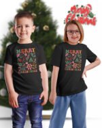Świąteczna Koszulka Dziecięca “Kwiatowa Merry Christmas”