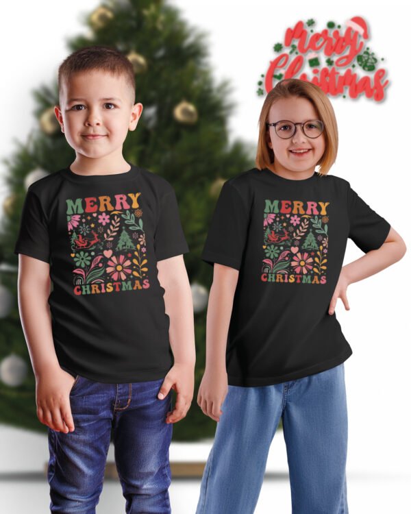 Świąteczna Koszulka Dziecięca “Kwiatowa Merry Christmas”