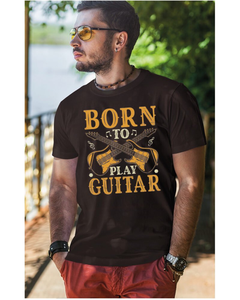 Koszulka Muzyczne serce „Born to play guitar” – Unisex