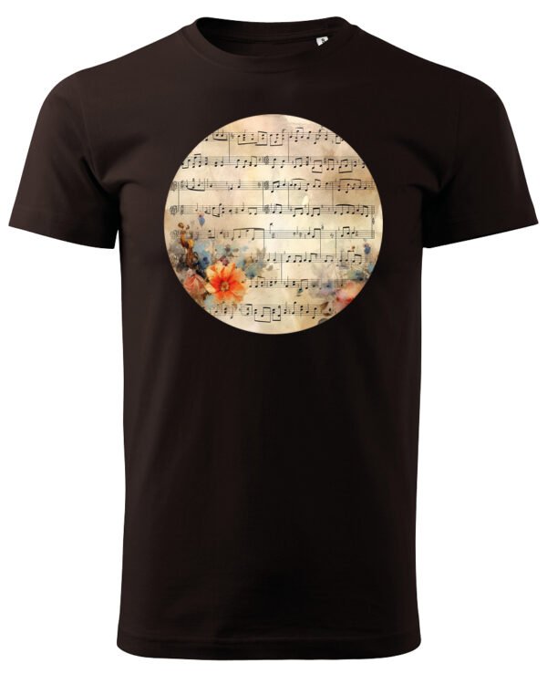 Koszulka Muzyczna harmonia <br>Nuty i kwiaty - Unisex, dla niej