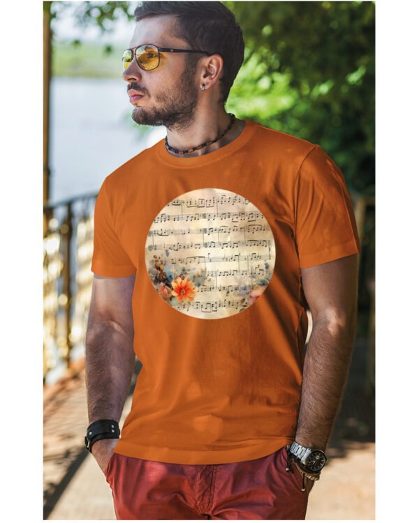 Koszulka Muzyczna harmonia <br>Nuty i kwiaty - Unisex, dla niego
