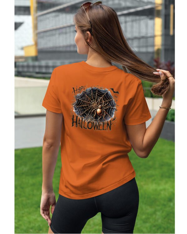 Halloweenowa Koszulka Unisex "Pajęczyna z Pająkiem" – Wybierz Kolor!