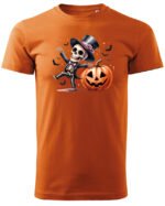 Halloweenowa Koszulka Unisex "Szkieletor i Dynia" – Wybierz Kolor!