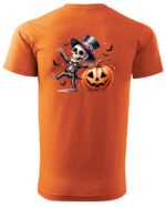 Halloweenowa Koszulka Unisex "Szkieletor i Dynia" – Wybierz Kolor!