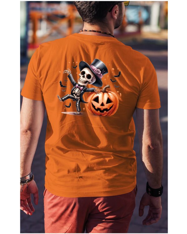 Halloweenowa Koszulka Unisex "Szkieletor i Dynia" – Wybierz Kolor!