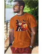 Halloweenowa Koszulka Unisex "Piesek Czarodziej i Dynia" – Wybierz Kolor!