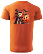 Halloweenowa Koszulka Unisex "Piesek Czarodziej i Dynia" – Wybierz Kolor!