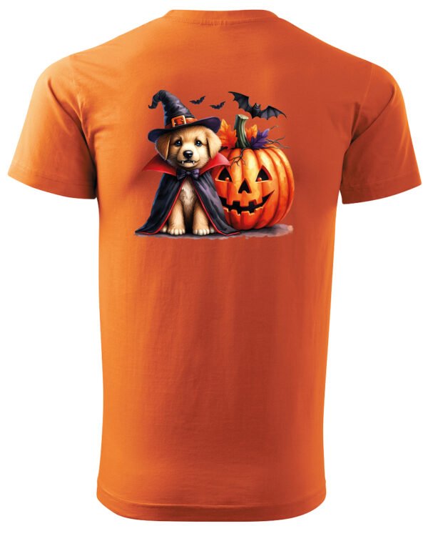 Halloweenowa Koszulka Unisex "Piesek Czarodziej i Dynia" – Wybierz Kolor!