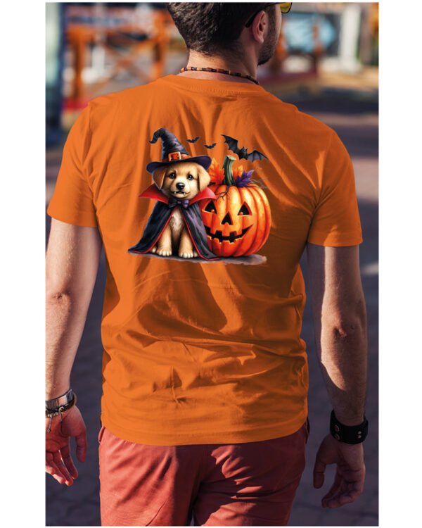 Halloweenowa Koszulka Unisex "Piesek Czarodziej i Dynia" – Wybierz Kolor!