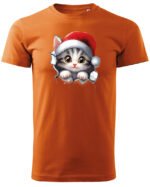 Świąteczna Koszulka “Kotek Święty Mikołaj”  – Unisex